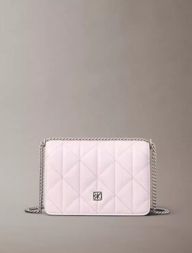 Borsa a catena mini con logo trapuntato