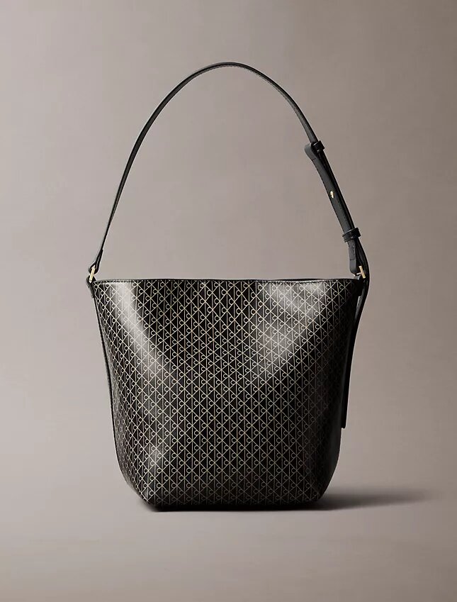 Borsa a secchiello con logo su tutta la superficie e pochette Borsa a secchiello con logo su tutta la superficie e pochette