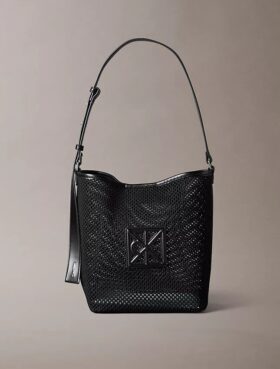 Borsa a secchiello in rete con emblema