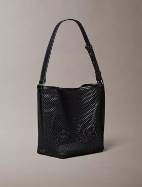 Borsa a secchiello in rete con emblema