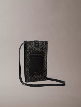 Borsa a tracolla con logo Emblem su tutta la superficie