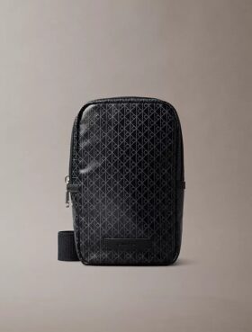 Borsa a tracolla con logo su tutta la superficie