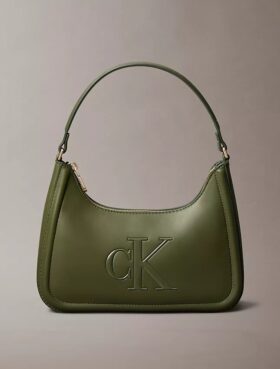 Borsa a tracolla con monogramma in rilievo