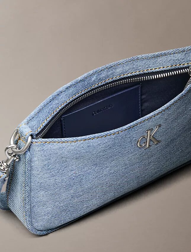 Borsa a tracolla convertibile in Denim con logo Borsa a tracolla convertibile in Denim con logo
