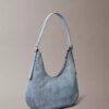Borsa a tracolla in Denim con logo a mezzaluna
