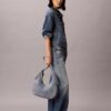 Borsa a tracolla in Denim con logo a mezzaluna