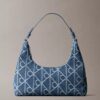 Borsa a tracolla in Denim con logo su tutta la superficie Borsa a tracolla in Denim con logo su tutta la superficie