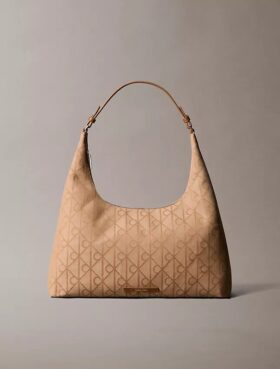 Borsa a tracolla in jacquard con emblema