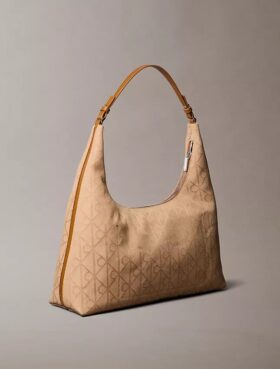 Borsa a tracolla in jacquard con emblema