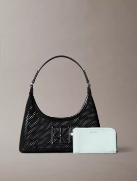 Borsa a tracolla in rete con logo