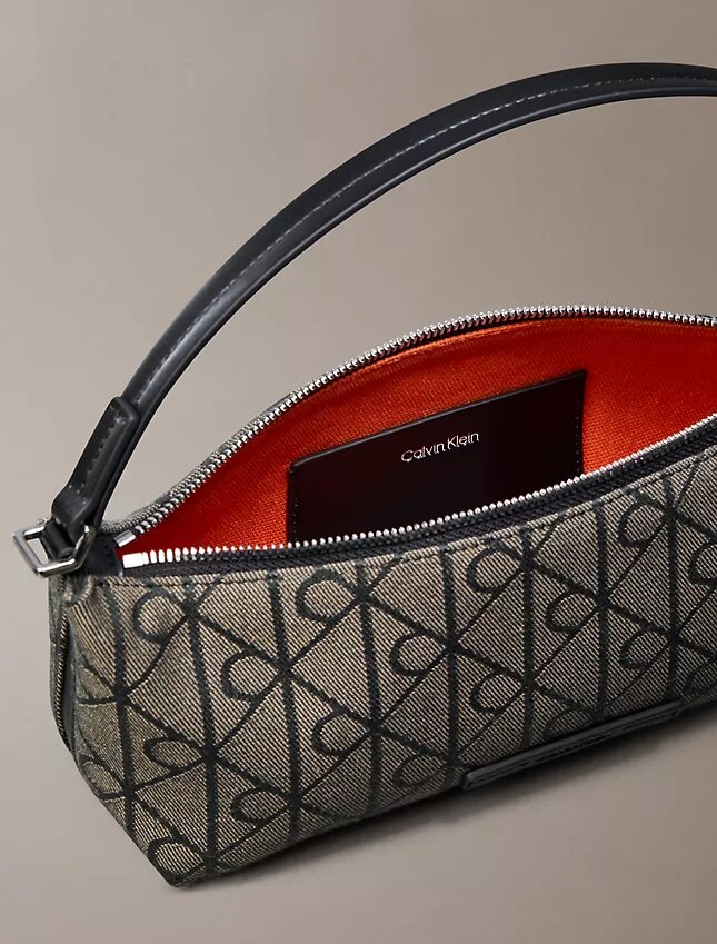 Borsa a tracolla in tela con logo su tutta la superficie Borsa a tracolla in tela con logo su tutta la superficie