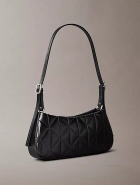 Borsa a tracolla piccola con logo trapuntato
