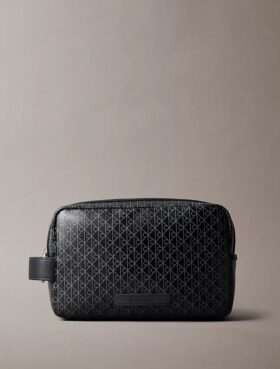 Borsa da toilette con cerniera e logo su tutta la superficie