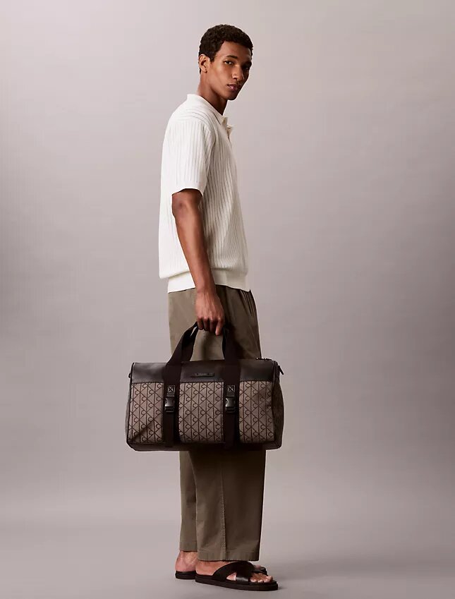 Borsa da viaggio in jacquard con emblema Borsa da viaggio in jacquard con emblema