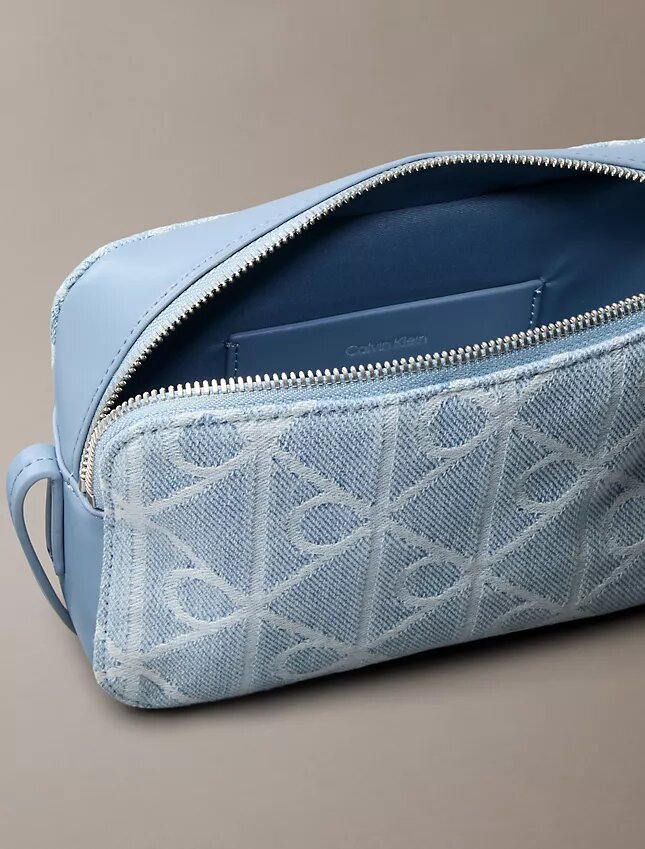 Borsa fotografica in Denim con logo su tutta la superficie Borsa fotografica in Denim con logo su tutta la superficie