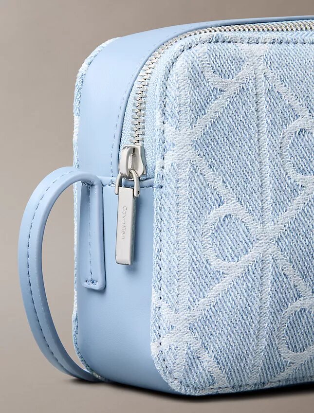 Borsa fotografica in Denim con logo su tutta la superficie Borsa fotografica in Denim con logo su tutta la superficie