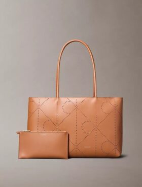 Borsa tote con logo Emblem traforato
