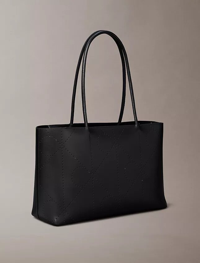 Borsa tote con logo Emblem traforato Borsa tote con logo Emblem traforato