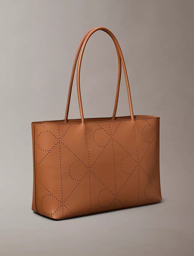 Borsa tote con logo Emblem traforato Borsa tote con logo Emblem traforato