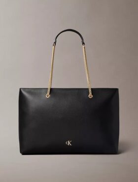 Borsa tote con tracolla a catena e dettagli metallici