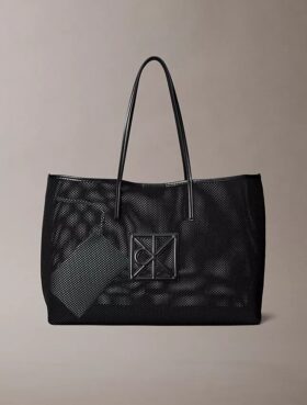 Borsa tote grande in rete con logo