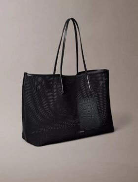 Borsa tote grande in rete con logo