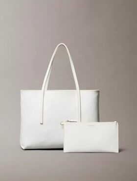 Borsa tote piccola con logo emblema su tutta la superficie e tasca interna