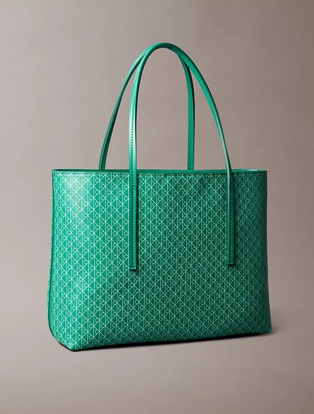 Borsa tote piccola con logo emblema su tutta la superficie e tasca interna Borsa tote piccola con logo emblema su tutta la superficie e tasca interna