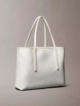 Borsa tote piccola con logo emblema su tutta la superficie e tasca interna