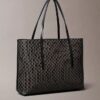 Borsa tote piccola con logo emblema su tutta la superficie e tasca interna Borsa tote piccola con logo emblema su tutta la superficie e tasca interna