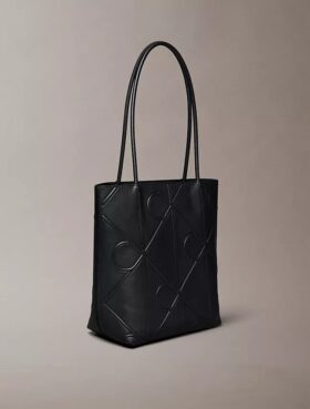 Borsa tote piccola con logo in rilievo