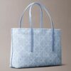 Borsa tote piccola in Denim con logo Emblem su tutta la superficie Borsa tote piccola in Denim con logo Emblem su tutta la superficie