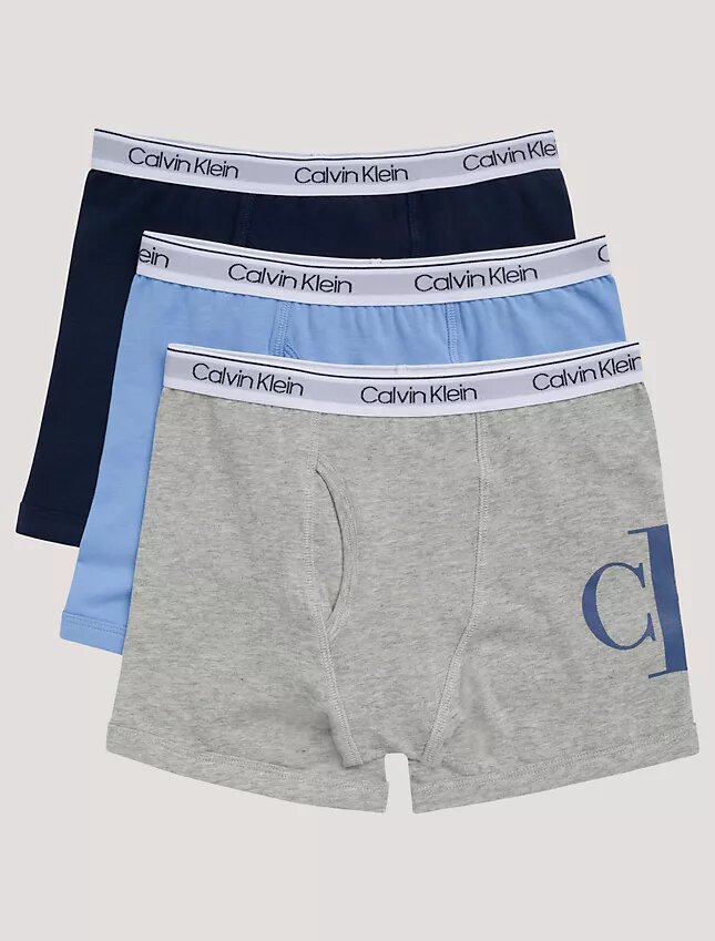 Boxer aderenti in cotone Cotton Stretch con Monogram per bambini, confezione da 3 Boxer aderenti in cotone Cotton Stretch con Monogram per bambini, confezione da 3