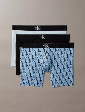 Boxer aderenti in cotone Cotton Stretch con monogramma grafico, confezione da 3
