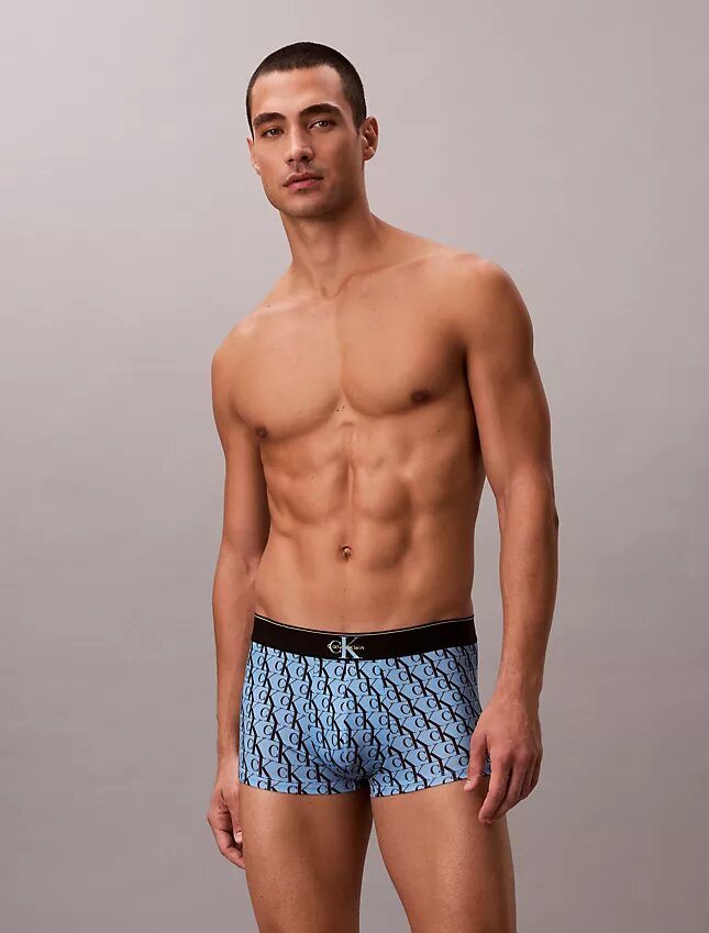 Boxer Low Rise Trunk in microfibra con grafica Monogram Boxer Low Rise Trunk in microfibra con grafica Monogram