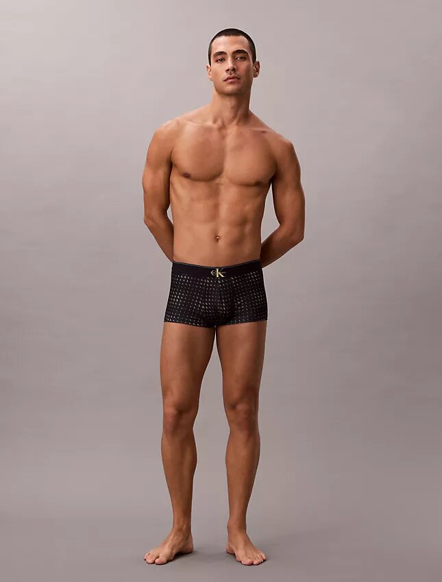Boxer Low Rise Trunk in microfibra con grafica Monogram Boxer Low Rise Trunk in microfibra con grafica Monogram