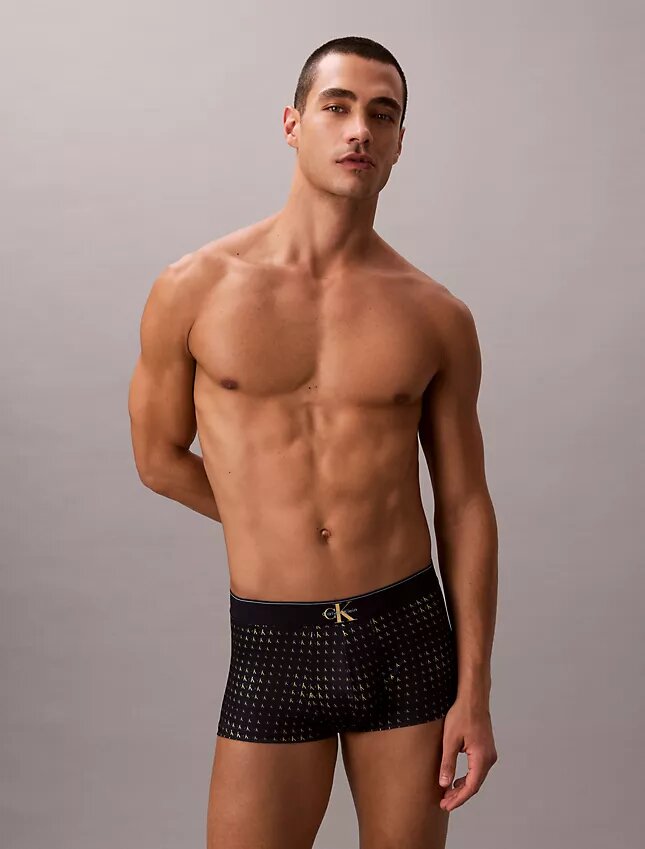 Boxer Low Rise Trunk in microfibra con grafica Monogram Boxer Low Rise Trunk in microfibra con grafica Monogram