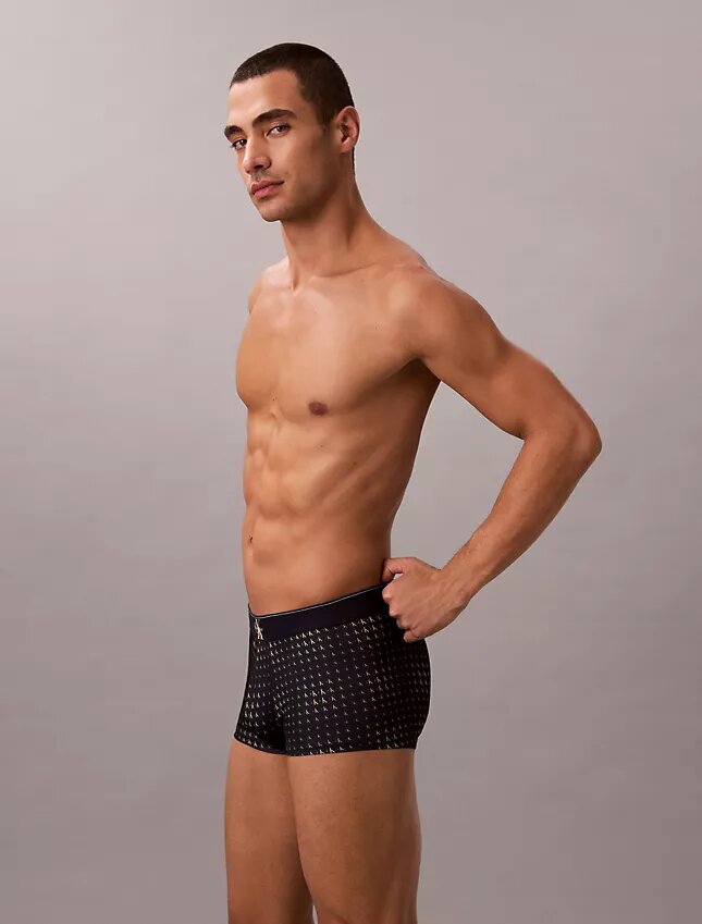 Boxer Low Rise Trunk in microfibra con grafica Monogram Boxer Low Rise Trunk in microfibra con grafica Monogram