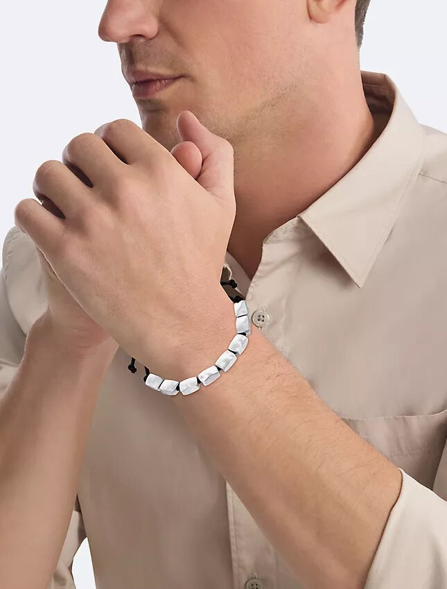Bracciale con perline a forma di rettangolo organico Bracciale con perline a forma di rettangolo organico