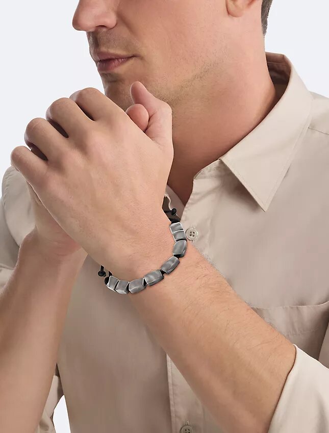 Bracciale con perline a forma di rettangolo organico Bracciale con perline a forma di rettangolo organico