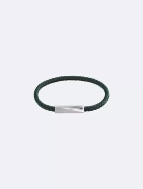 Bracciale in pelle con targhetta identificativa smussata