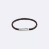 Bracciale in pelle con targhetta identificativa smussata