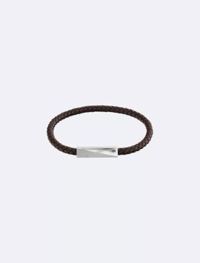 Bracciale in pelle con targhetta identificativa smussata