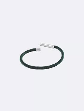 Bracciale in pelle con targhetta identificativa smussata