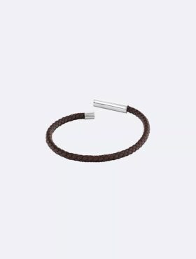Bracciale in pelle con targhetta identificativa smussata