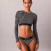 Bralette a maniche lunghe leggermente foderata in cotone e Modal Icon