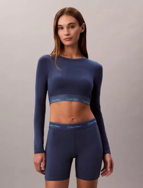 Bralette a maniche lunghe leggermente foderata in cotone Modal Icon