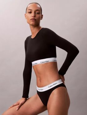 Bralette a maniche lunghe leggermente foderata in cotone Modal Icon