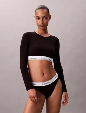 Bralette a maniche lunghe leggermente foderata in cotone Modal Icon