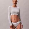 Bralette a maniche lunghe leggermente foderata in cotone Modal Icon